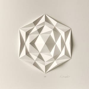 Icosa3M2 White Wall Art Folded Paper Crystal Mosaic Relief Modern Geometric Abstract Sculpture Created by Kubo Novak image 1