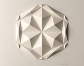 White Geometric Wall Decoration-Relief-Folded Paper Crystal Mosaic-Modern Geometric Abstract Sculpture-Created by Kubo Novak-DodecaV1