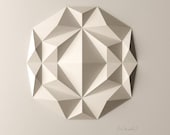 White Geometric Wall Decoration-Relief-Folded Paper Crystal Mosaic-Modern Geometric Abstract Sculpture-Created by Kubo Novak-DodecaF3