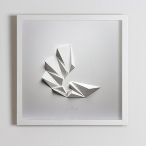 ABSTRACT WALL SCULPTURE Single Piece Living room art Wall Hanging Home Office First Wedding Anniversary White Modern Kubo Novak Pleat3w image 7