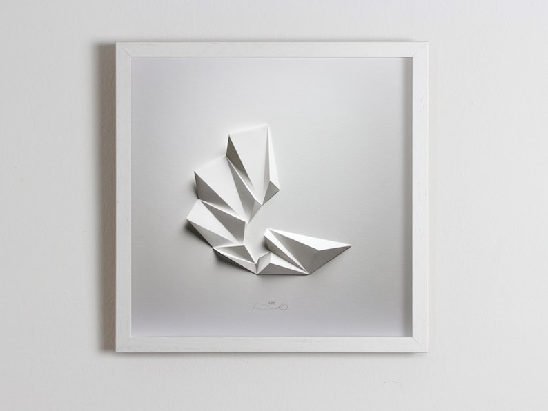 ABSTRACT WALL SCULPTURE Single Piece Living room art Wall Hanging Home Office First Wedding Anniversary White Modern Kubo Novak Pleat3w image 7