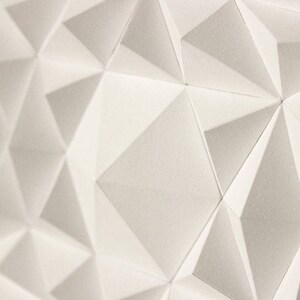 Above bed Hexagonal Triangle Mini Abstract Sculpture Origami Wall Decoration Geometric Paper Mosaic Relief for Living room Bright White image 5