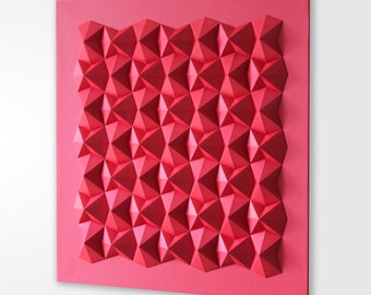 Red Wall Sculpture Interlocking Paper