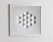 Living room art Wall Hanging - Home Office Wall Sculpture - Wall Art - Geometric Modernist Minimal Origami White Abstract Decoration