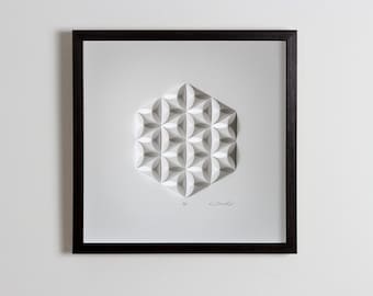 First Wedding Anniversary Living room art Wall Art Home Office Wall Sculpture Geometric Modernist Minimal Origami White Abstract Decoration