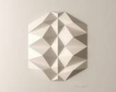 Folded Paper Origami-White Geometric Wall Decoration-Relief-Modern Geometric Abstract Sculpture-by Kubo Novak-DodecaR1