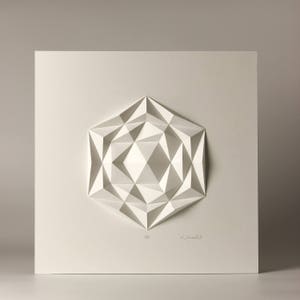 Icosa3M2 White Wall Art Folded Paper Crystal Mosaic Relief Modern Geometric Abstract Sculpture Created by Kubo Novak image 10