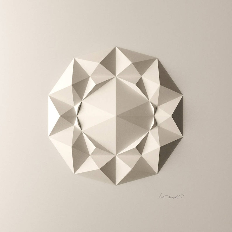 Geometric Wall Decoration Art Relief Folded Paper Crystal Etsy