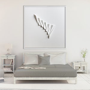 Wohnzimmer Kunst Wandbehang - Home Office - Abstrakte Mini Wand Skulptur Dekor Objekt - Weißes Papier Relief - Modern-by Kubo Novak-Pleat1