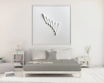 Living room art Wall Hanging - Home Office - Abstract Mini Wall Sculpture Decor Object - White Paper Relief - Modern-by Kubo Novak-Pleat1