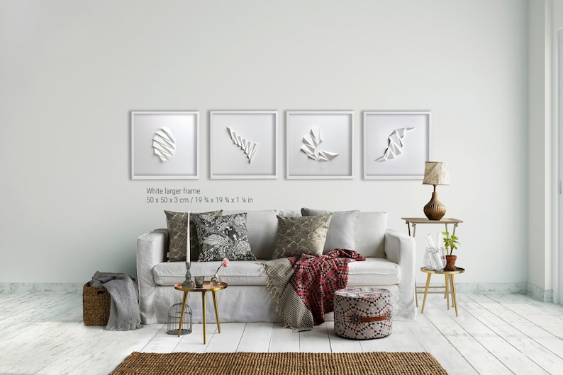 Living room art Wall Hanging Home Office Wall Sculpture Origami Abstract Decor Object Art White Paper Relief Gift Architect Pleat2 image 4
