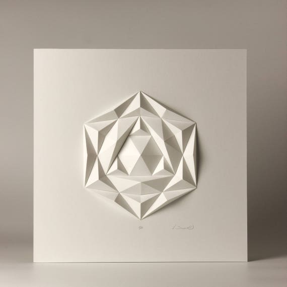 Sculpture murale-Art mural 3D-Origami-Papier blanc Relief