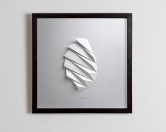 Living room art Wall Hanging - Home Office Wall Sculpture - Origami Abstract Decor Object Art White - Paper Relief - Gift Architect Pleat2