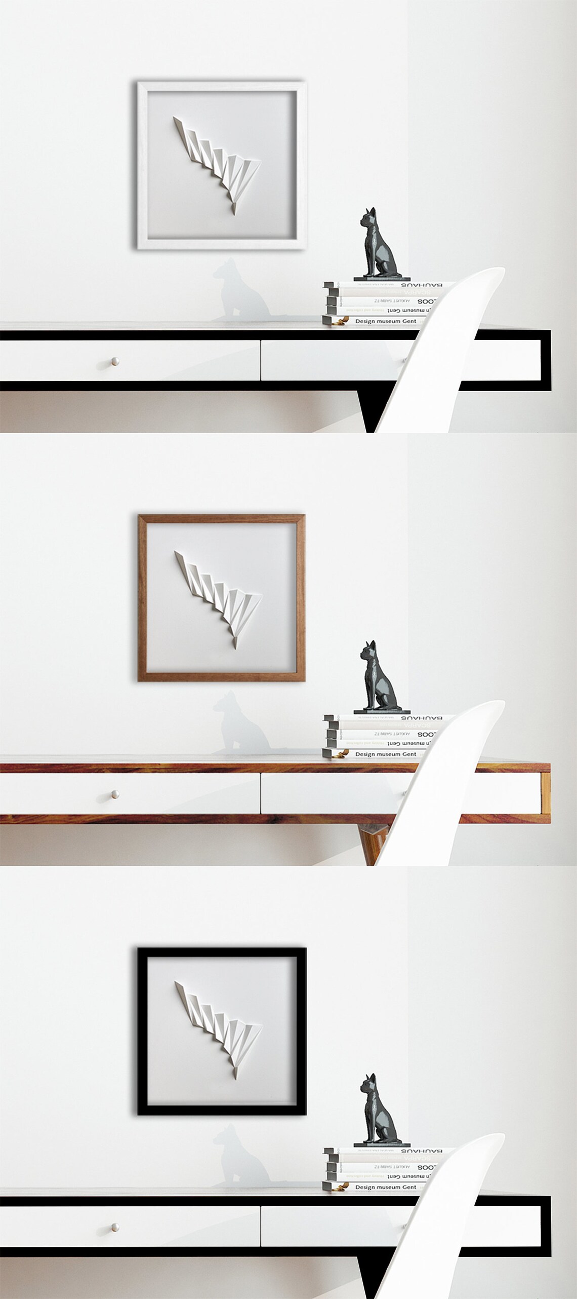 Living Room Art Wall Hanging Home Office Abstract Mini Wall Sculpture Decor Object White Paper