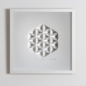 First Wedding Anniversary Living room art Wall Art Home Office Wall Sculpture Geometric Modernist Minimal Origami White Abstract Decoration image 3