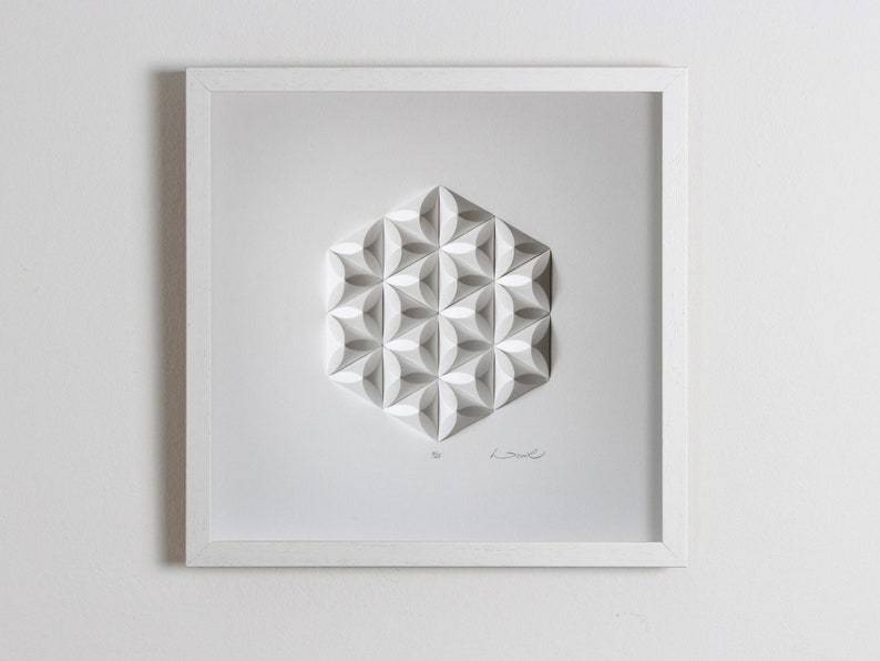 First Wedding Anniversary Living room art Wall Art Home Office Wall Sculpture Geometric Modernist Minimal Origami White Abstract Decoration image 3