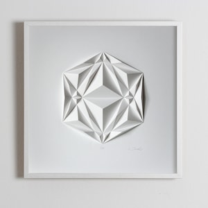 Living room art Wall Hanging Home Office Wall Sculpture Origami Abstract Decor Object Art White Paper Relief Gift Architect Icosa2 White