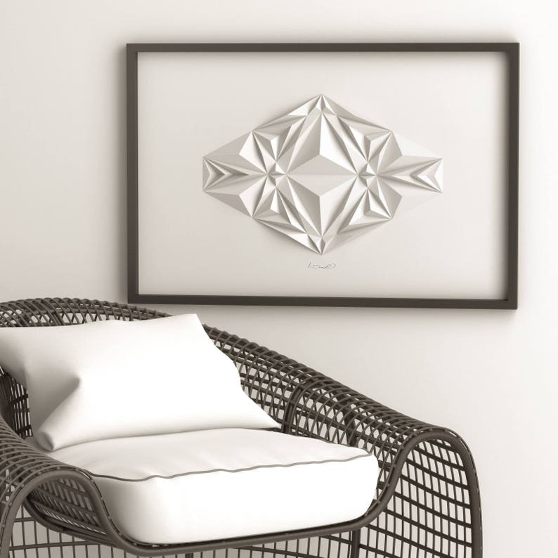 Living room art Wall Hanging Home Office Abstract Mini Wall Sculpture Decor Object White Paper Relief Modern-by Kubo Novak-Icosa222 image 3