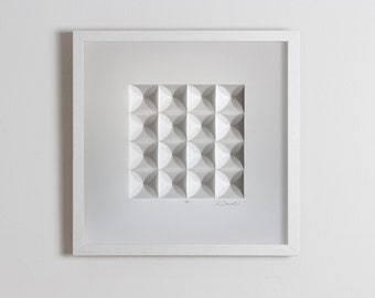 Living room art Wall Hanging - Home Office Wall Sculpture - Wall Art - Geometric Modernist Minimal Origami White Abstract Decoration