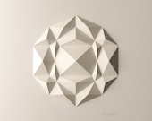 White Geometric Wall Decoration-Relief-Folded Paper Crystal Mosaic-Modern Geometric Abstract Sculpture-Created by Kubo Novak-DodecaF2