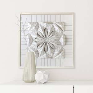 Zeichnung Wand Skulptur Origami - schwarz und weiß - Kunst - moderne geometrische abstrakte Dekor Objekt - Relief von Kubo Novak-5V8 zeichnen