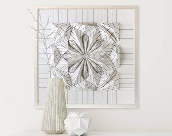 Drawing Wall Sculpture Origami - Black and White - Art Relief - Modern Geometric Abstract Decor Object - By Kubo Novak -Draw 5V8