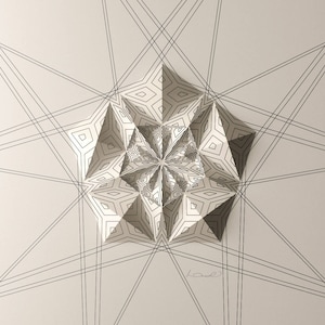 Geometrische Wand-Dekoration - Art Relief - gefaltete Papier Crystal Mosaik - moderne geometrische abstrakte Skulptur - Kubo Novak-5EC5 zeichnen