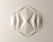 DodecaE1 White Wall Art Folded Paper Crystal Mosaic Relief Modern Geometric Abstract Sculpture Created by Kubo Novak