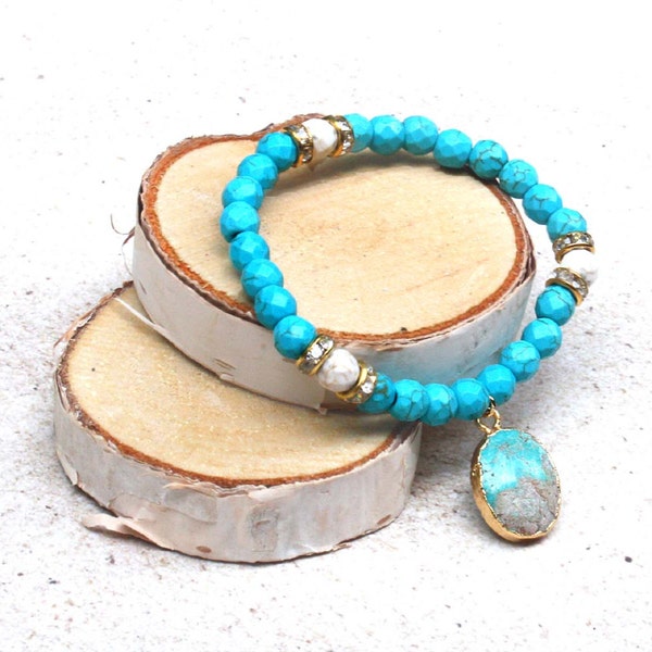 turquoise beaded bracelet, turquoise bracelet, gemstone bracelet, turquoise jewelry, gemstone bracelet, stocking stuffer, turquoise jewelry