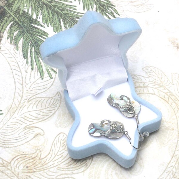 flip flop earrings, beach earrings, summer earrings, surfer jewelry, flip flop jewelry, sandal earrings, abalone earrings, shell earrings