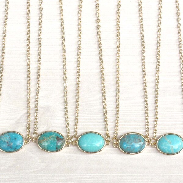 oval turquoise pendant, turquoise gemstone pendant, turquoise jewelry, gift for her, layering pendant, turquoise necklace, delicate pendant