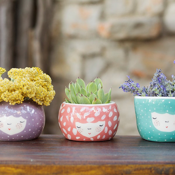 Set of 3 Ceramic Planters - ceramic pot - ceramic planter - ice cream bowl - kitchenware - dessert dish - succulent planter - MADE TO ORDER