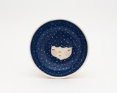 Dark Blue ceramic serving bowl - blue ceramic bowl - Icecream bowl - Cool gift - Face plate - Serveware -  MADE TO ORDER