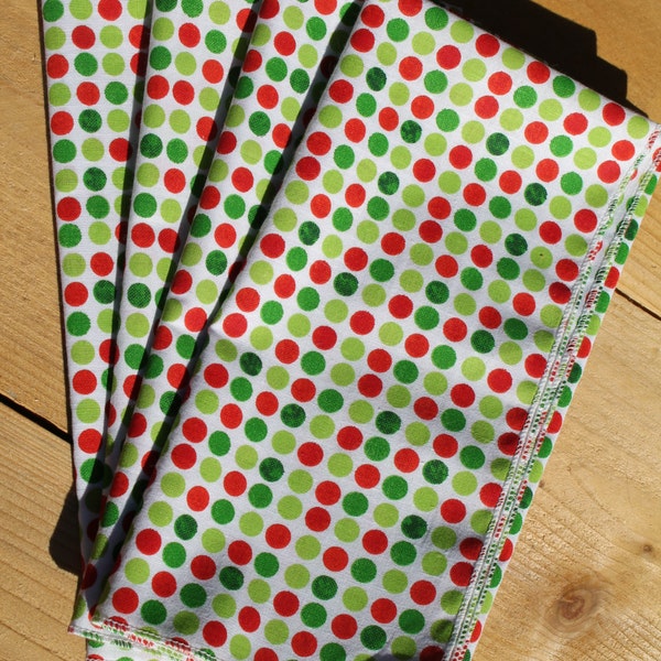 Eco friendly Cloth napkins Red green and white holiday