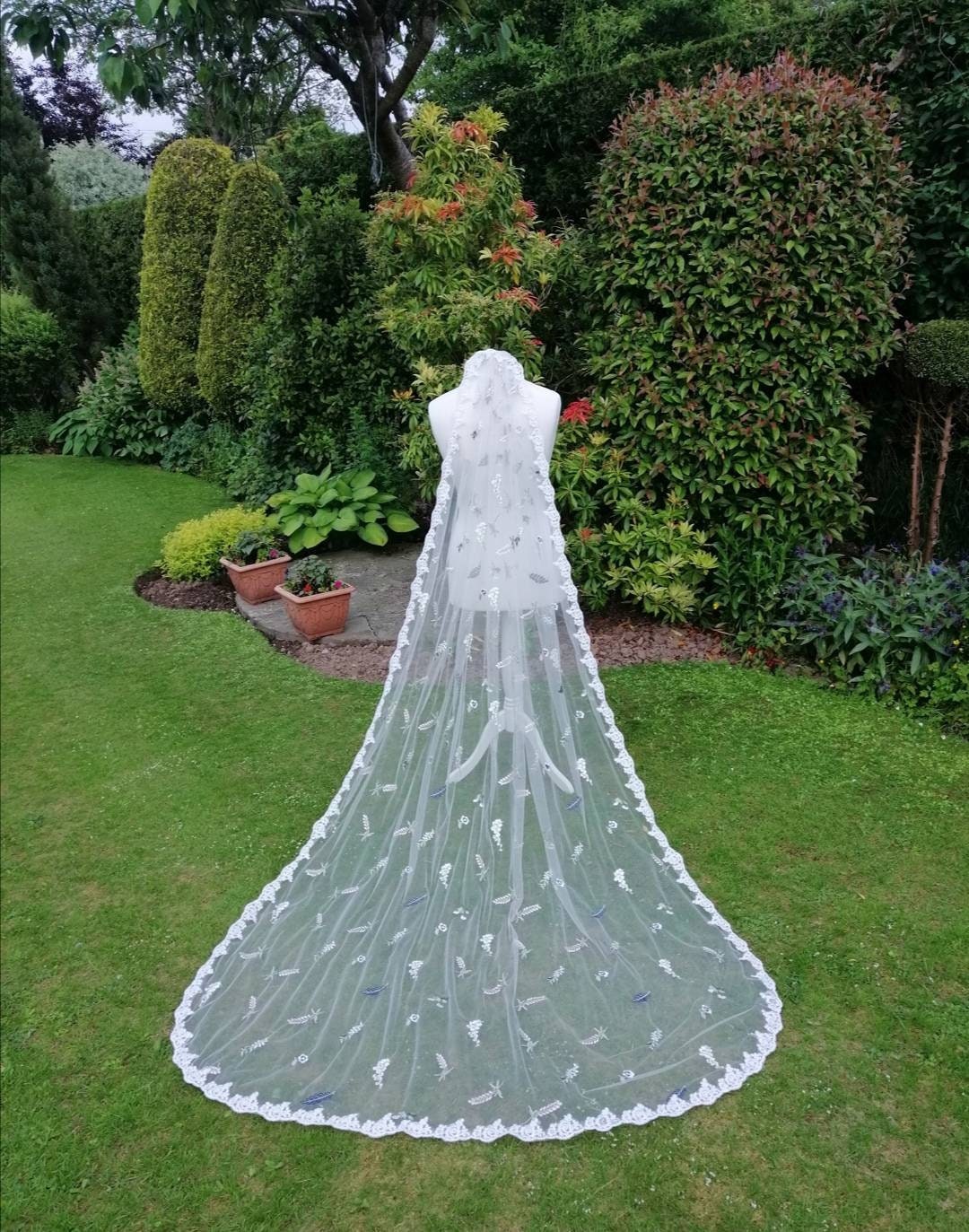 Velo de flores velo floral velo de jardín secreto velo | Etsy