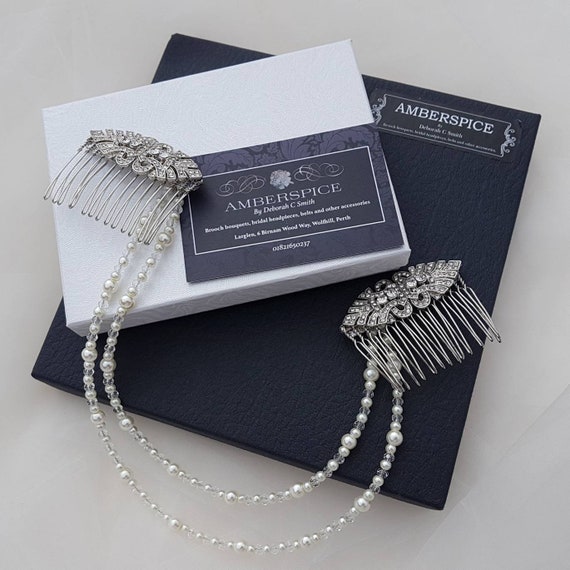 Art Deco Hair Chain Gatsby Combs Hair Drape Draped Headpiece Etsy
