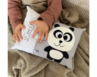 Namenskissen "Panda", inklusive Name,  Kissen mit Name, Babykissen, Kissen zur Geburt, Verschiedene Größen, inklusive Inlett