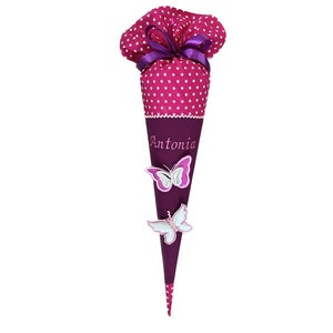 School cone Butterfly purple, personalized sugar cone Butterfly, embroidered with name, school cone fabric, suitable for Step by Step Butterfly image 2