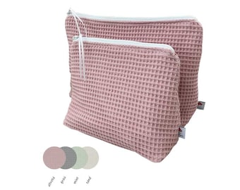 Toiletry bag made of waffle pique in two sizes, personalized cosmetic bag, lined cosmetic bag, make-up bag, toiletry bag