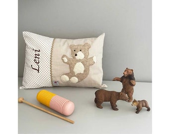 Name pillow "Teddy Bear", including name, pillow with name, baby pillow, pillow for birth, different colors and sizes