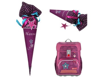 School cone "Stars", personalized sugar cone embroidered with name, school cone fabric, suitable for Glamor Star Astra, for 70 cm cardboard blank