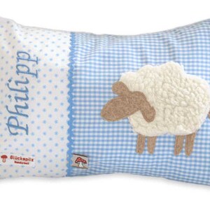Oreiller nominatif Mouton, comprenant le nom, oreiller avec nom, oreiller pour bébé, oreiller pour la naissance, différentes couleurs et tailles image 2