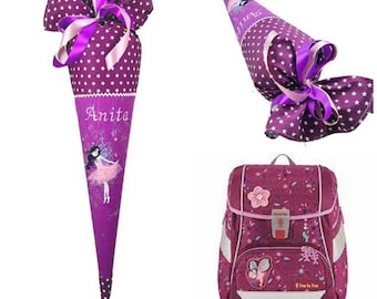 School cone "Fairy", personalized sugar cone embroidered with name, Step by Step Fairy Freja, school cone fabric, for girls, for 70 cm