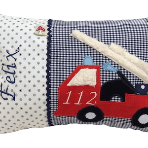 Name pillow "Fire Department", including name, pillow with name, baby pillow, birth pillow, various colors and sizes