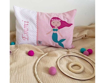 Name pillow "Mermaid" pink, including name, pillow with name, baby pillow, pillow for birth, different sizes