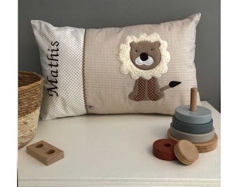 Name pillow "Lion", including name, pillow with name, baby pillow, birth pillow, various colors and sizes