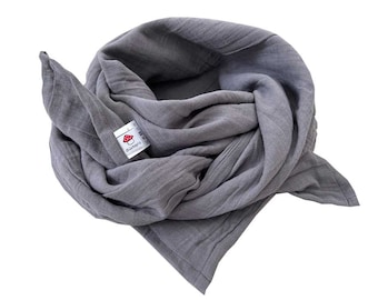 XXL muslin cloth for women / 130 x 130 cm for adults / muslin neckerchief / nursing cloth made of muslin in anthracite