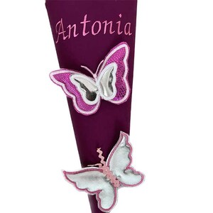 School cone Butterfly purple, personalized sugar cone Butterfly, embroidered with name, school cone fabric, suitable for Step by Step Butterfly image 4