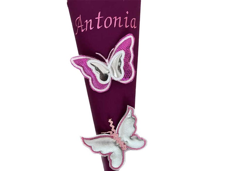 School cone Butterfly purple, personalized sugar cone Butterfly, embroidered with name, school cone fabric, suitable for Step by Step Butterfly image 4