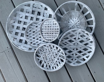 tobacco basket white 6 piece Round Tobacco Basket Set| Weathered White|